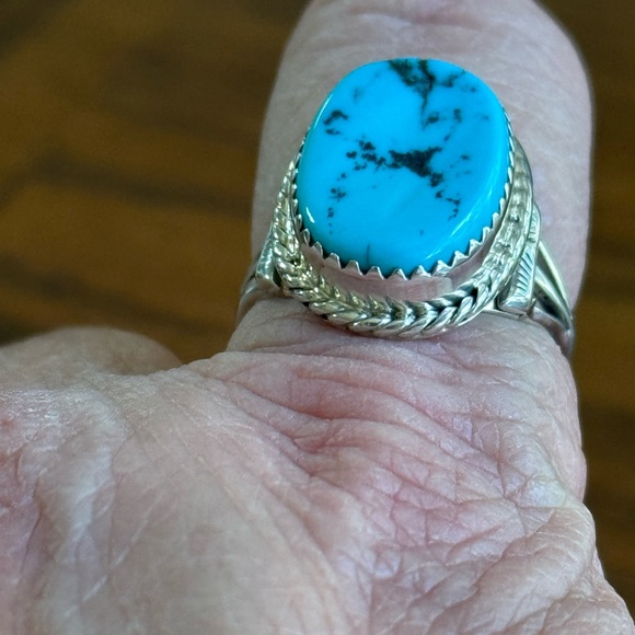 Vintage Tom Taylor Turquoise Native American Sterling Silver  Ring - Picture 4 of 7